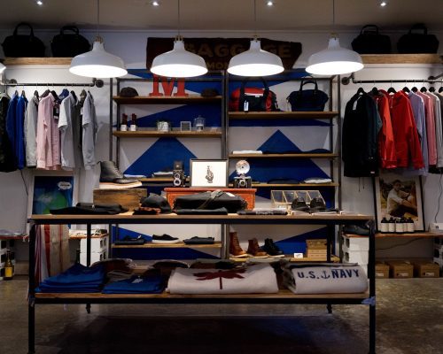 store with shelves of clothing