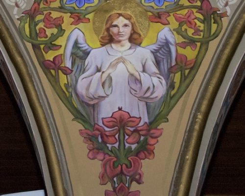 Angel painting on pillar