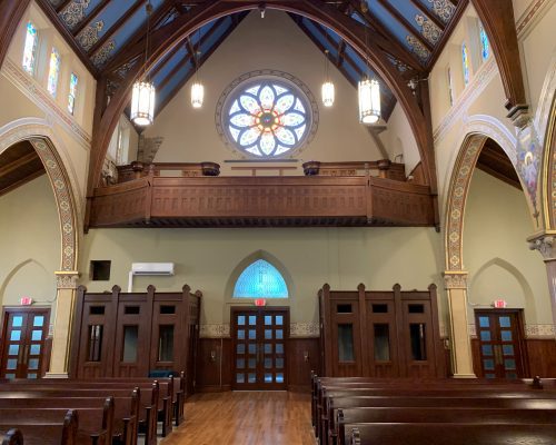 Immaculate Conception choir loft and confessionals