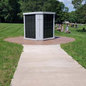 Walkway up to Columbarium in cemetery