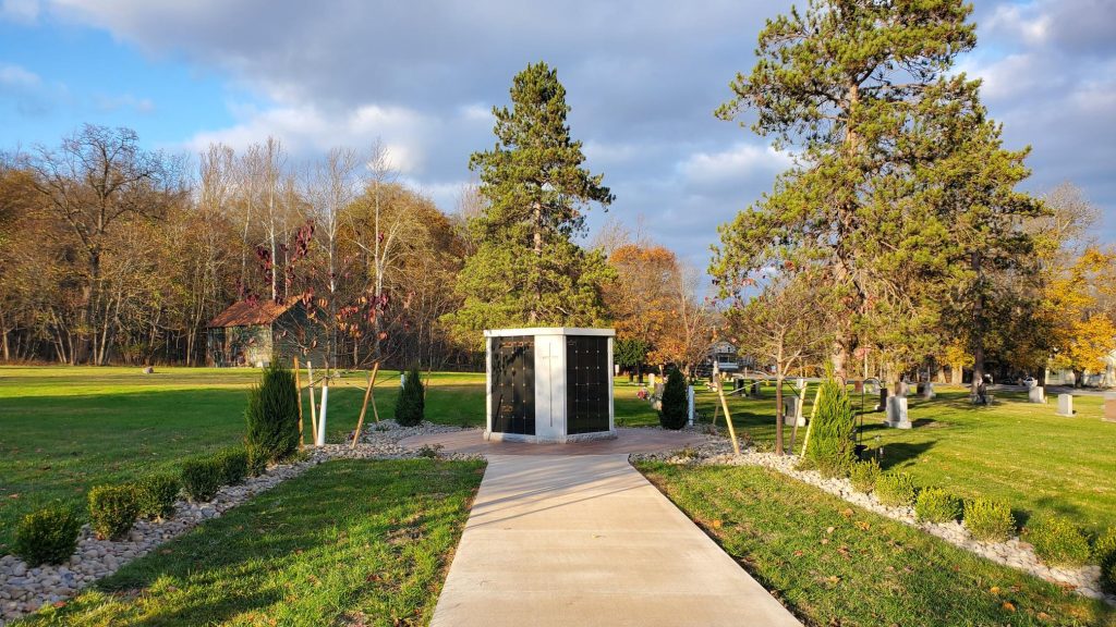 Cremation garden with columbarium
