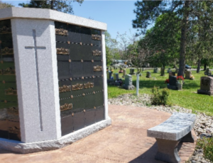Columbarium with bench